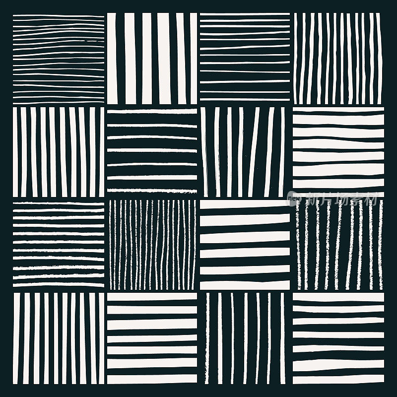 手工制作的线条网格背景-黑色和白色- v2